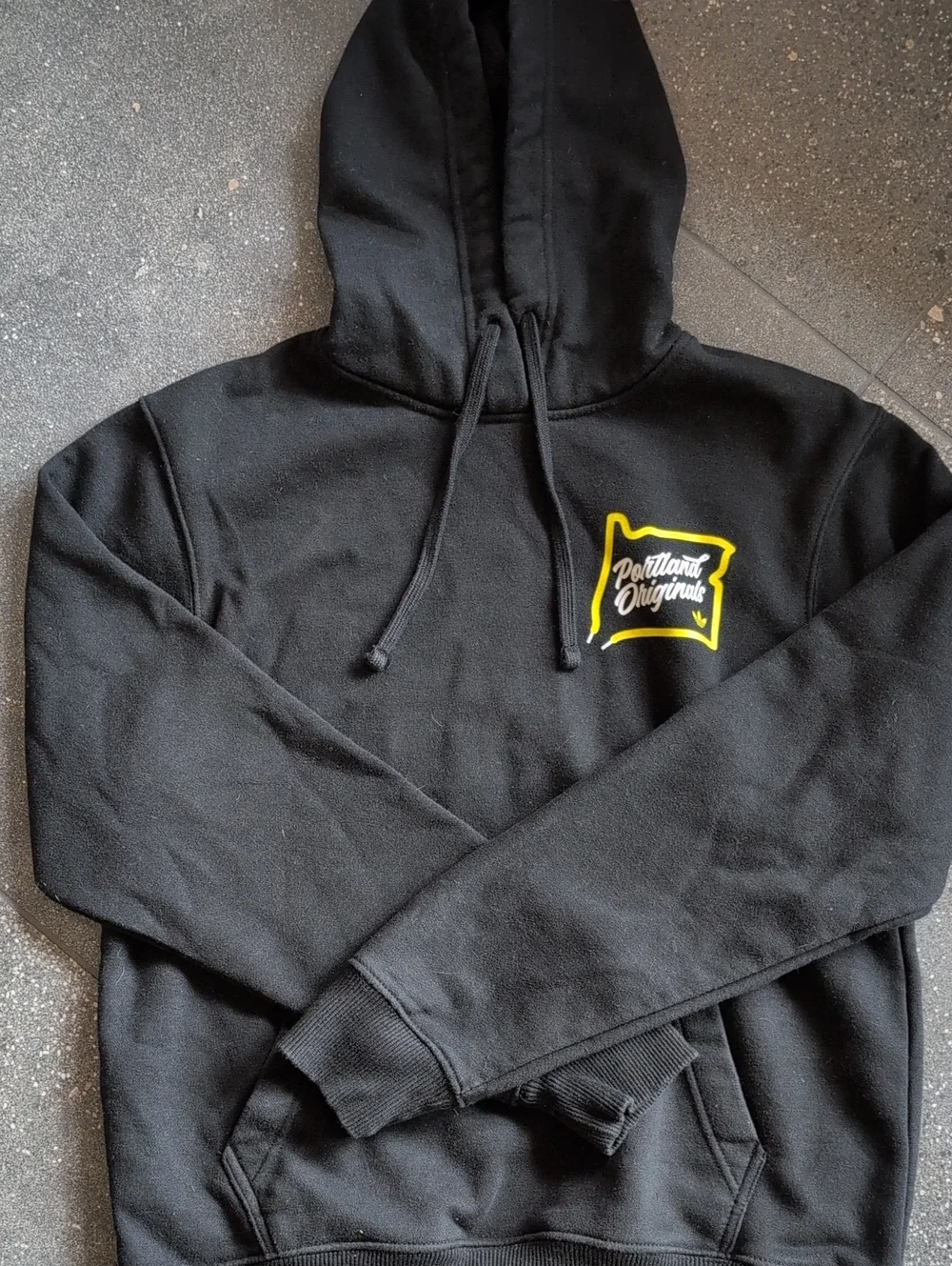 adidas Black Hoodie with Yellow Chest Logo